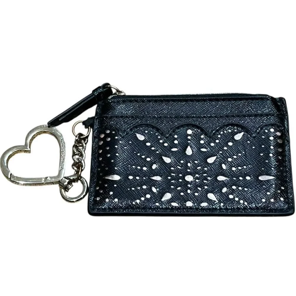 Victoria's Secret Credit Card Case Keychain Charm Coin Wallet Black Rose Gold